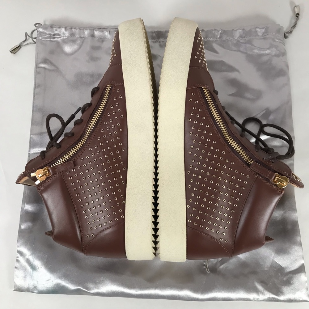 NEW Giuseppe Zanotti Brown Eyelet Sneaker Shoes Size EU 45= 12 (US) - Picture 7 of 12